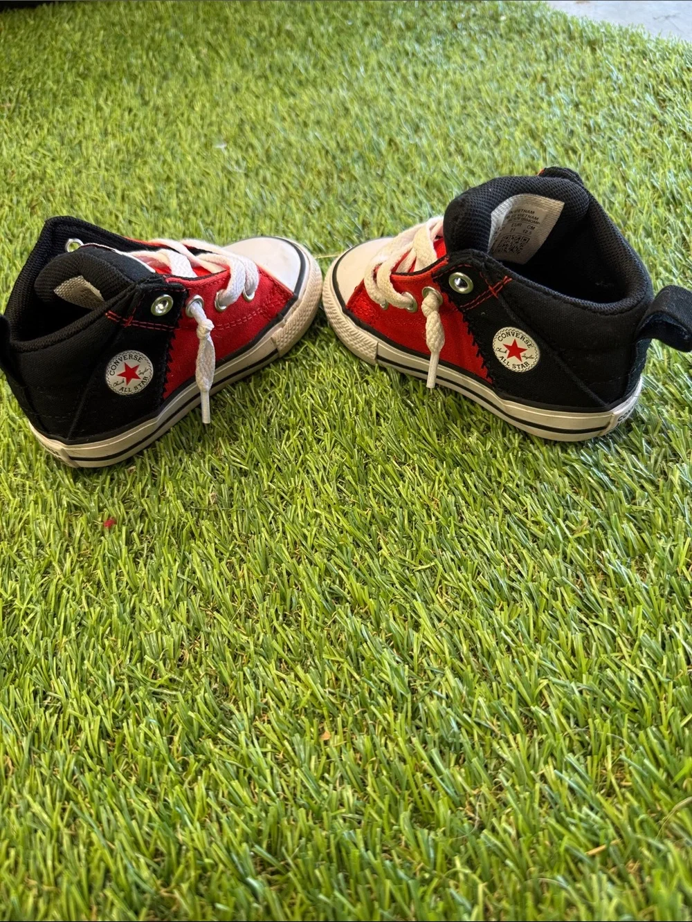 Converse Kids Red and Black High-Top Sneakers with White Laces